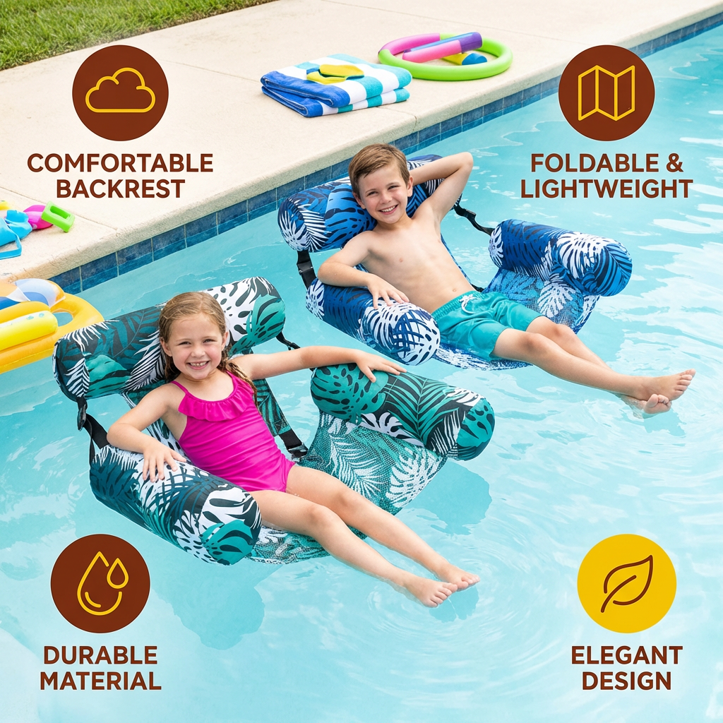 Opblaasbare zwembadhangmat met rugleuning – opvouwbare watersofa