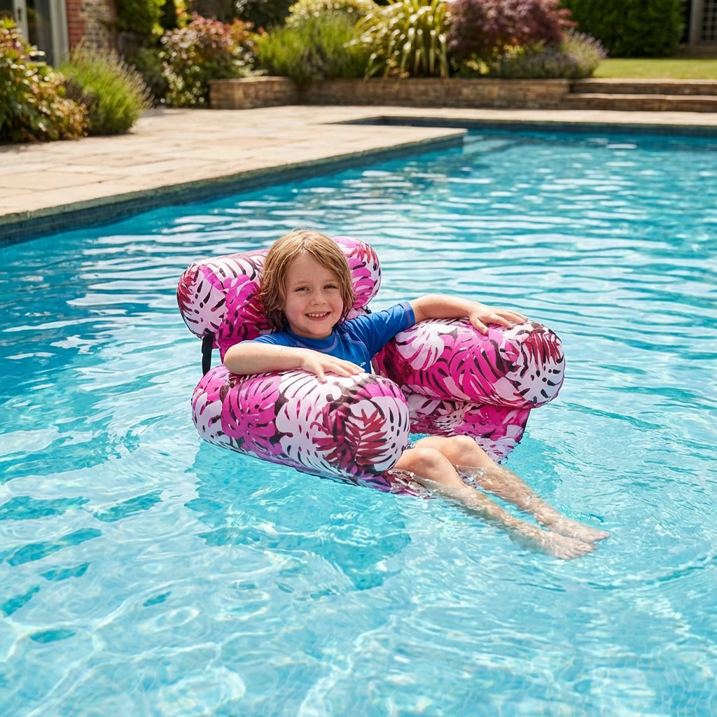 Opblaasbare zwembadhangmat met rugleuning – opvouwbare watersofa