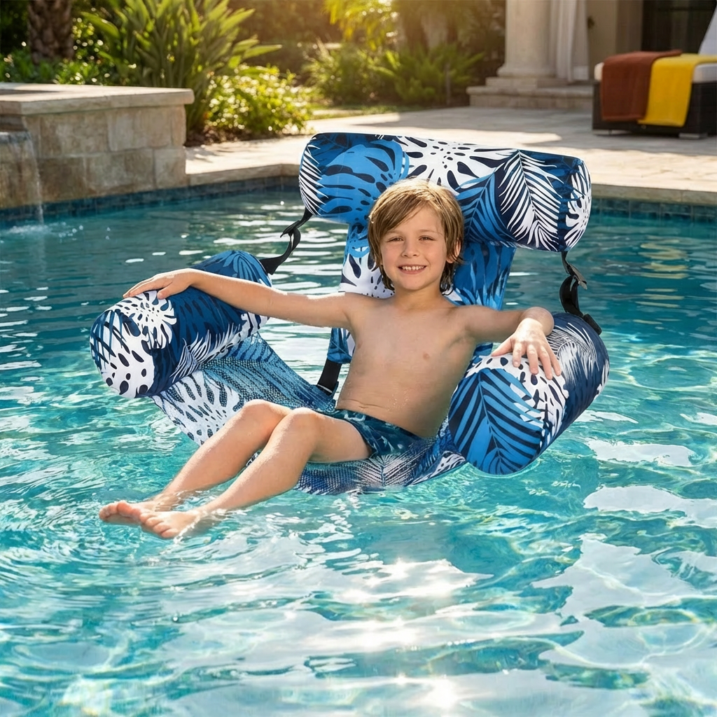 Opblaasbare zwembadhangmat met rugleuning – opvouwbare watersofa