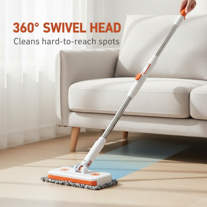 Telescopische verlengbare wegwerpbare platte mop met clip, 360° draaibaar, lichtgewicht vloermop.