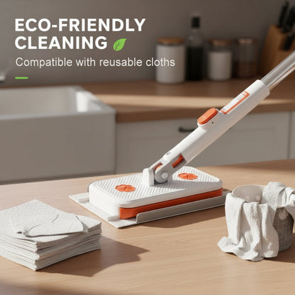 Telescopische verlengbare wegwerpbare platte mop met clip, 360° draaibaar, lichtgewicht vloermop.