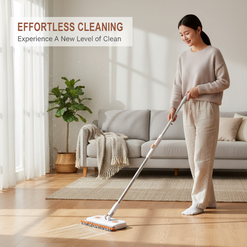 Telescopische verlengbare wegwerpbare platte mop met clip, 360° draaibaar, lichtgewicht vloermop.